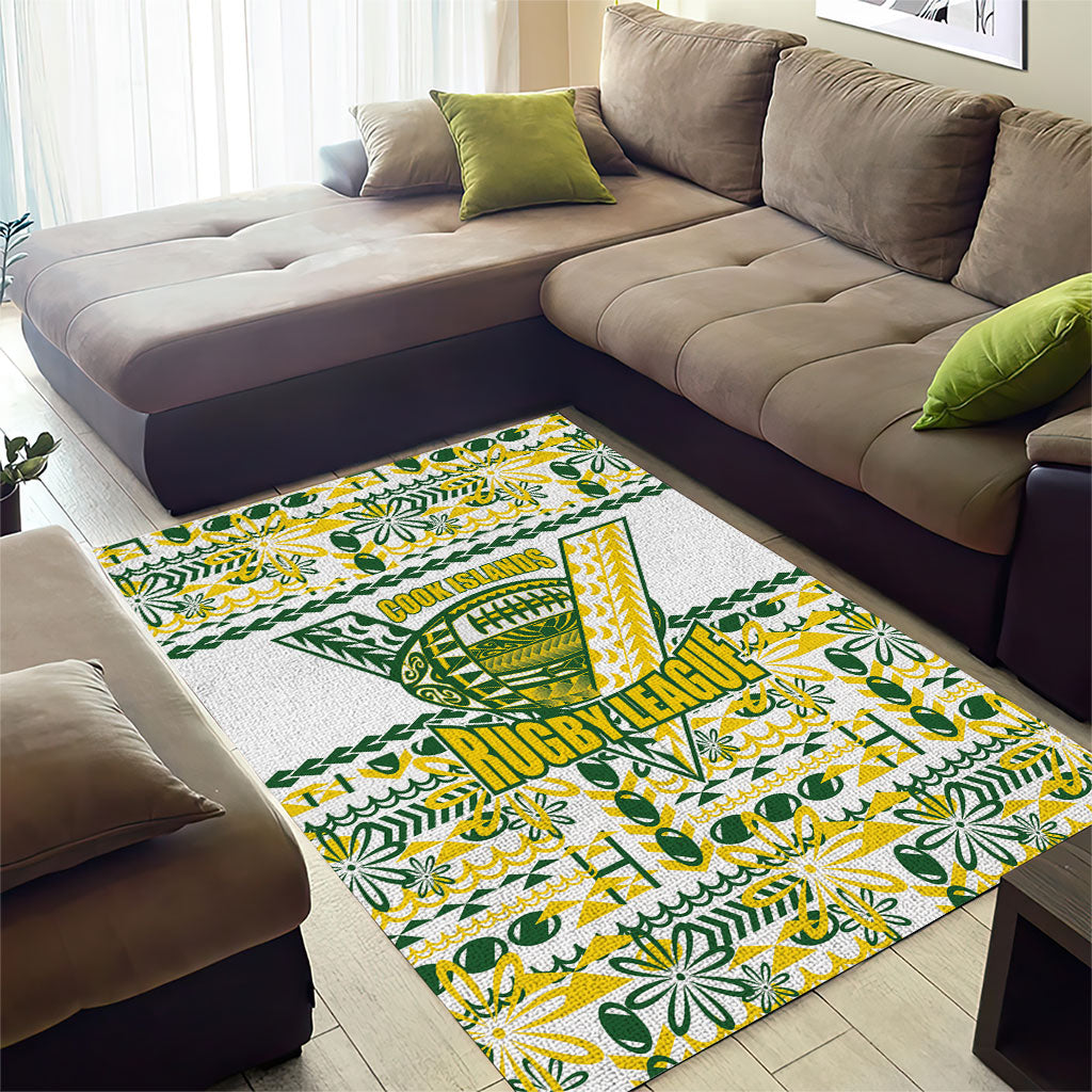 Cook Islands Island Floral Area Rug White Traditional Kuki's Geometric Pattern LT9 - Polynesian Pride