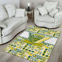 Cook Islands Island Floral Area Rug White Traditional Kuki's Geometric Pattern LT9 - Polynesian Pride