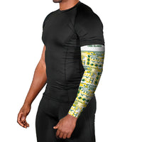 Cook Islands Island Floral Arm Sleeves White Traditional Kuki's Geometric Pattern LT9 - Polynesian Pride