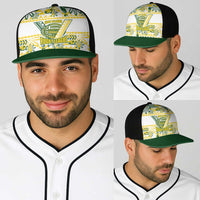 Cook Islands Island Floral Baseball Net Cap White Traditional Kuki's Geometric Pattern LT9 - Polynesian Pride
