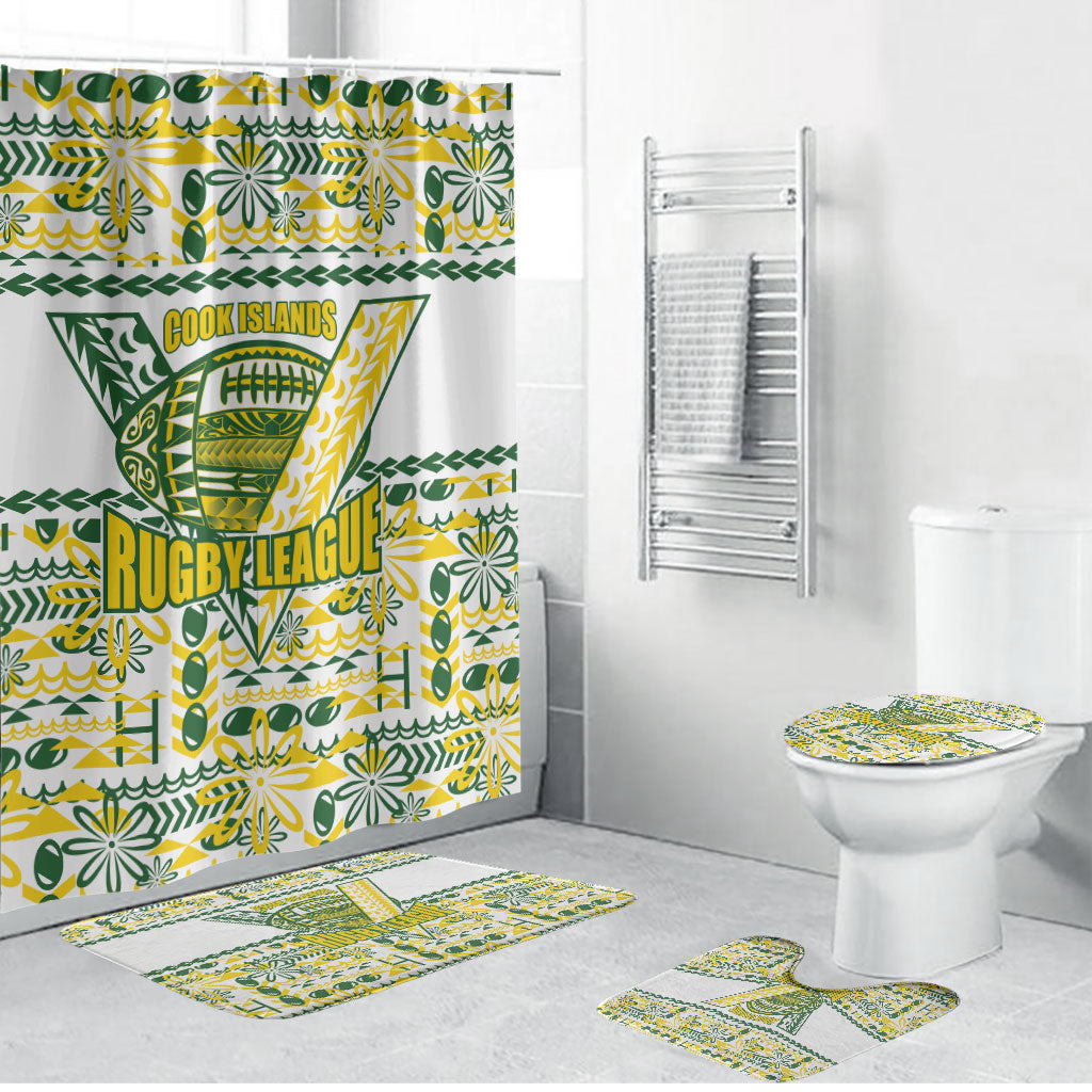 Cook Islands Island Floral Bathroom Set White Traditional Kuki's Geometric Pattern LT9 Bathroom Set (4 pcs) White - Polynesian Pride