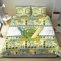 Cook Islands Island Floral Bedding Set White Traditional Kuki's Geometric Pattern