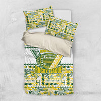 Cook Islands Island Floral Bedding Set White Traditional Kuki's Geometric Pattern