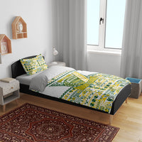 Cook Islands Island Floral Bedding Set White Traditional Kuki's Geometric Pattern