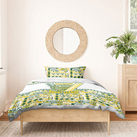 Cook Islands Island Floral Bedding Set White Traditional Kuki's Geometric Pattern