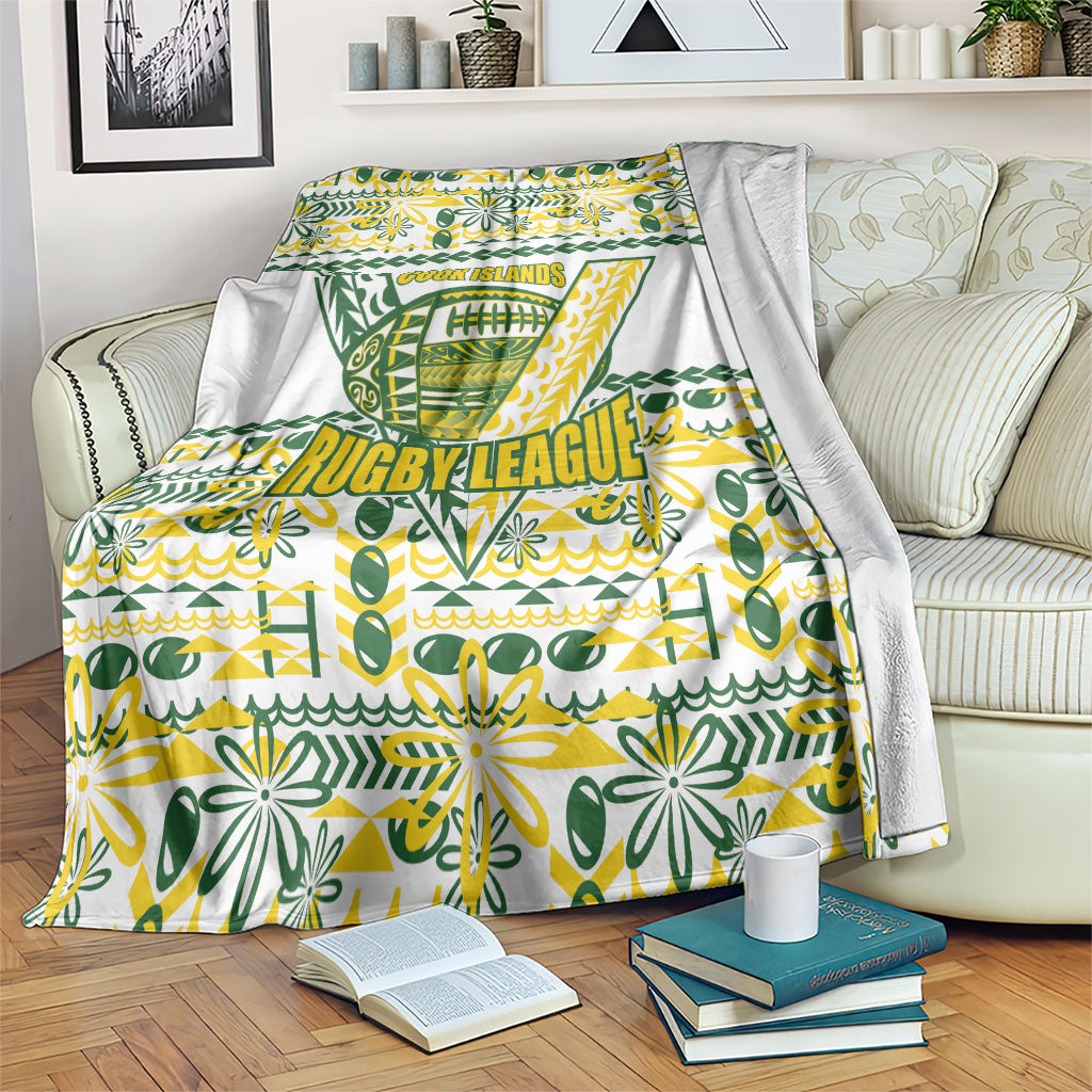 Cook Islands Island Floral Blanket White Traditional Kuki's Geometric Pattern