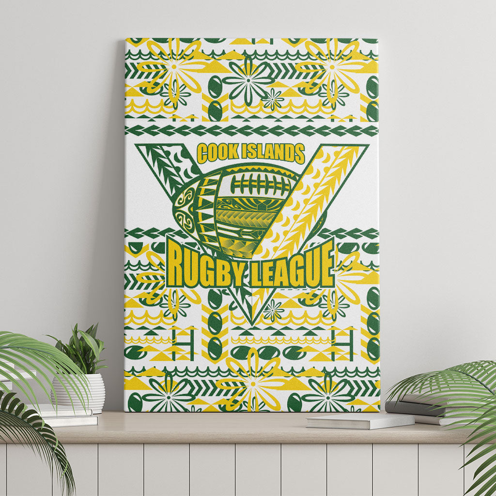 Cook Islands Island Floral Canvas Wall Art White Traditional Kuki's Geometric Pattern LT9 - Polynesian Pride