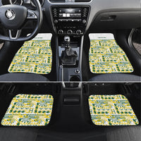 Cook Islands Island Floral Car Mats White Traditional Kuki's Geometric Pattern LT9 Set 4pcs White - Polynesian Pride