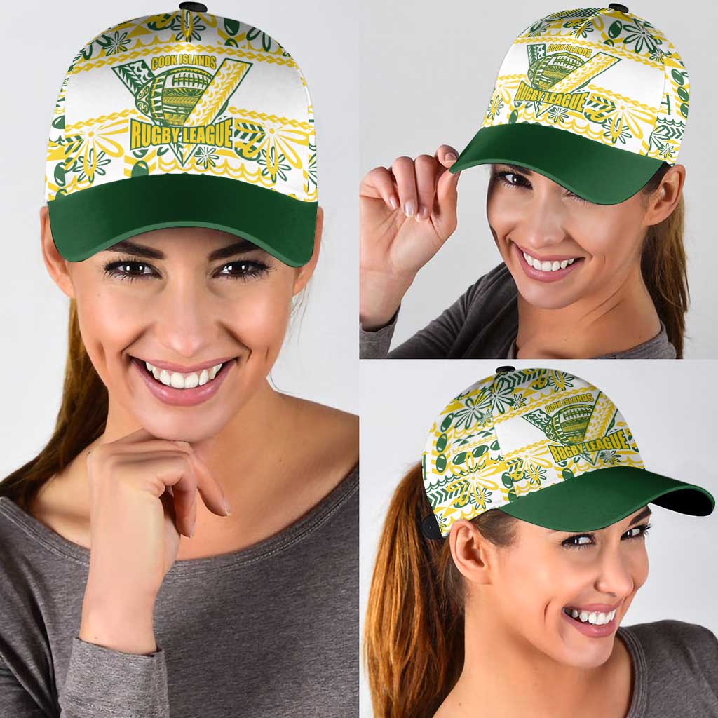 Cook Islands Island Floral Classic Cap White Traditional Kuki's Geometric Pattern