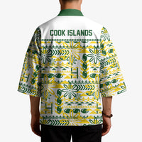 Cook Islands Island Floral Kimono White Traditional Kuki's Geometric Pattern LT9 - Polynesian Pride