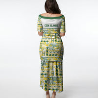 Cook Islands Island Floral Puletasi White Traditional Kuki's Geometric Pattern LT9 - Polynesian Pride
