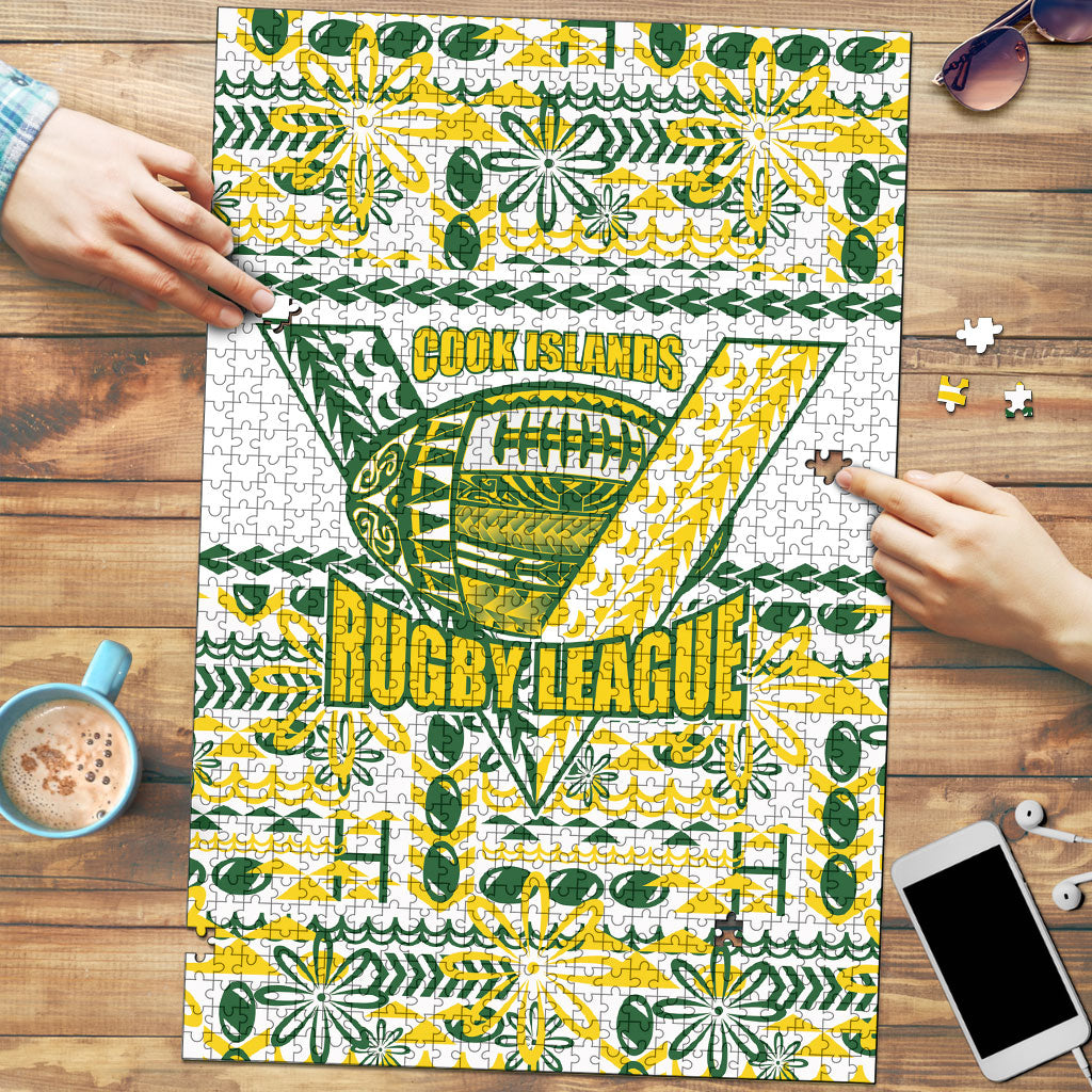 Cook Islands Island Floral Puzzle White Traditional Kuki's Geometric Pattern LT9 White - Polynesian Pride