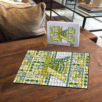 Cook Islands Island Floral Puzzle White Traditional Kuki's Geometric Pattern LT9 - Polynesian Pride