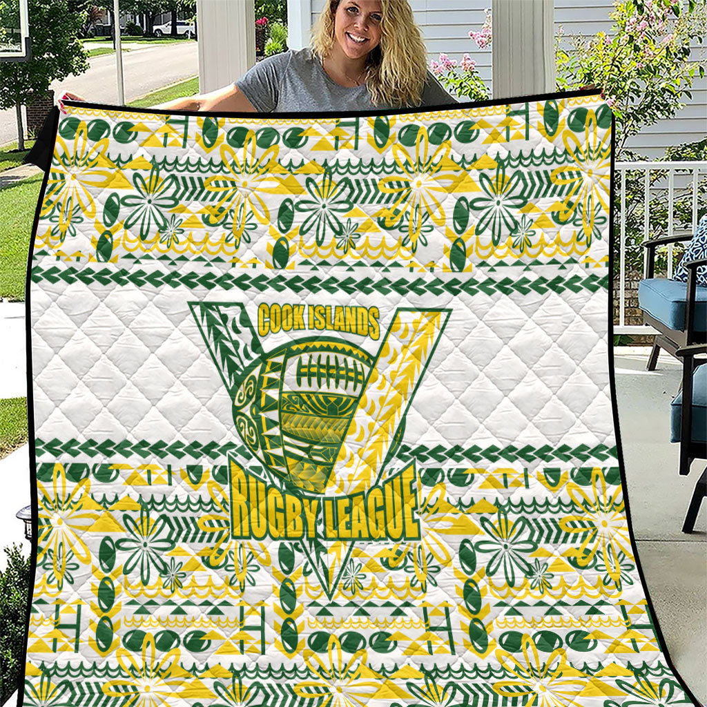 Cook Islands Island Floral Quilt White Traditional Kuki's Geometric Pattern LT9 White - Polynesian Pride