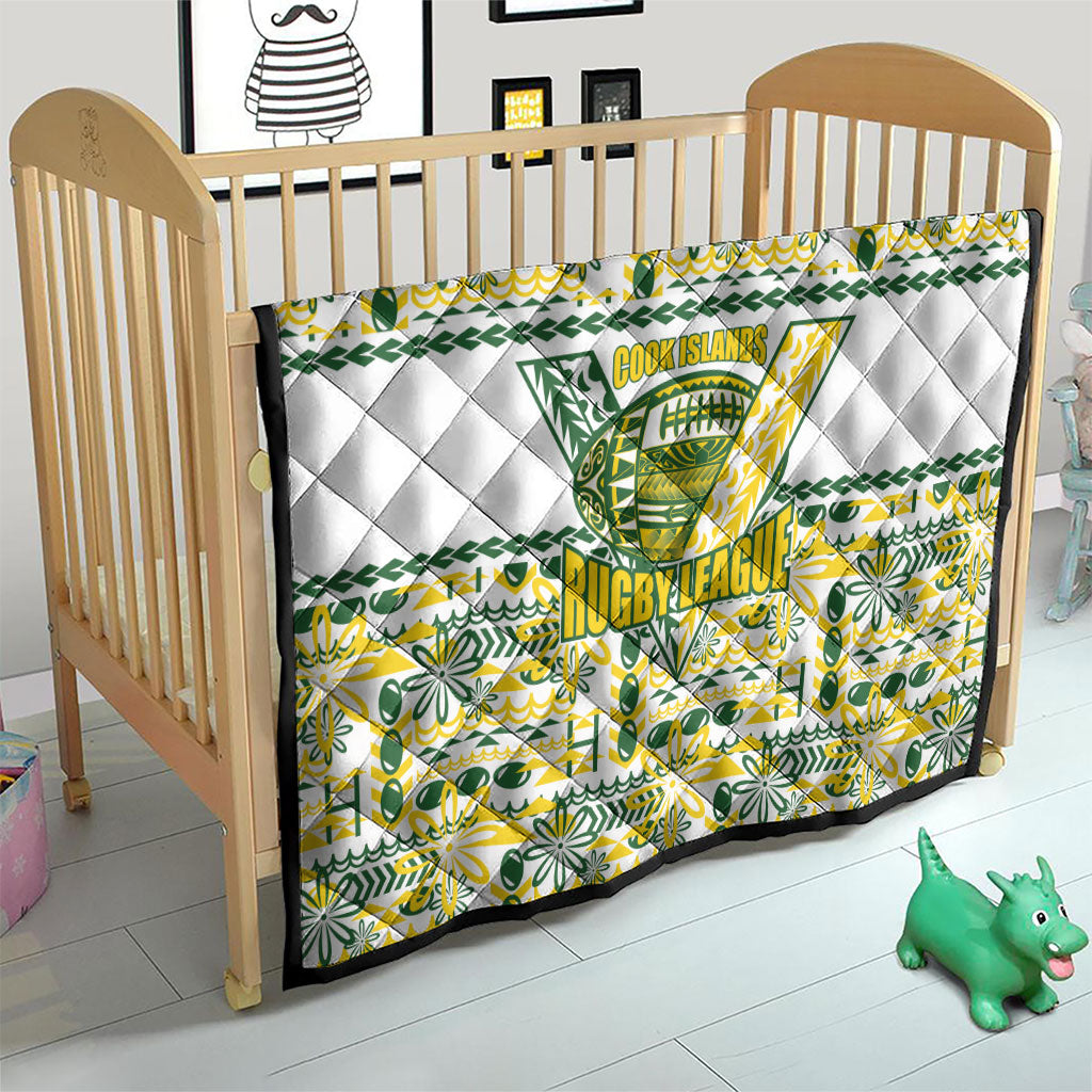 Cook Islands Island Floral Quilt White Traditional Kuki's Geometric Pattern LT9 - Polynesian Pride