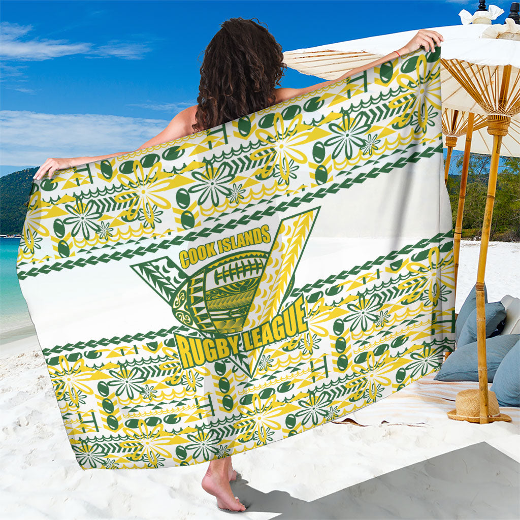 Cook Islands Island Floral Sarong White Traditional Kuki's Geometric Pattern