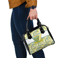 Cook Islands Island Floral Shoulder Handbag White Traditional Kuki's Geometric Pattern LT9 - Polynesian Pride