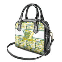 Cook Islands Island Floral Shoulder Handbag White Traditional Kuki's Geometric Pattern LT9 - Polynesian Pride