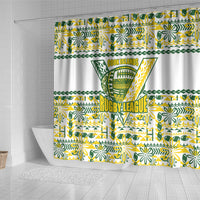 Cook Islands Island Floral Shower Curtain White Traditional Kuki's Geometric Pattern LT9 - Polynesian Pride