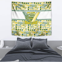 Cook Islands Island Floral Tapestry White Traditional Kuki's Geometric Pattern LT9 - Polynesian Pride