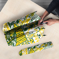 Cook Islands Island Floral Umbrella White Traditional Kuki's Geometric Pattern LT9 - Polynesian Pride