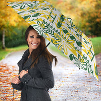 Cook Islands Island Floral Umbrella White Traditional Kuki's Geometric Pattern LT9 - Polynesian Pride