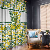 Cook Islands Island Floral Window Curtain White Traditional Kuki's Geometric Pattern LT9 - Polynesian Pride