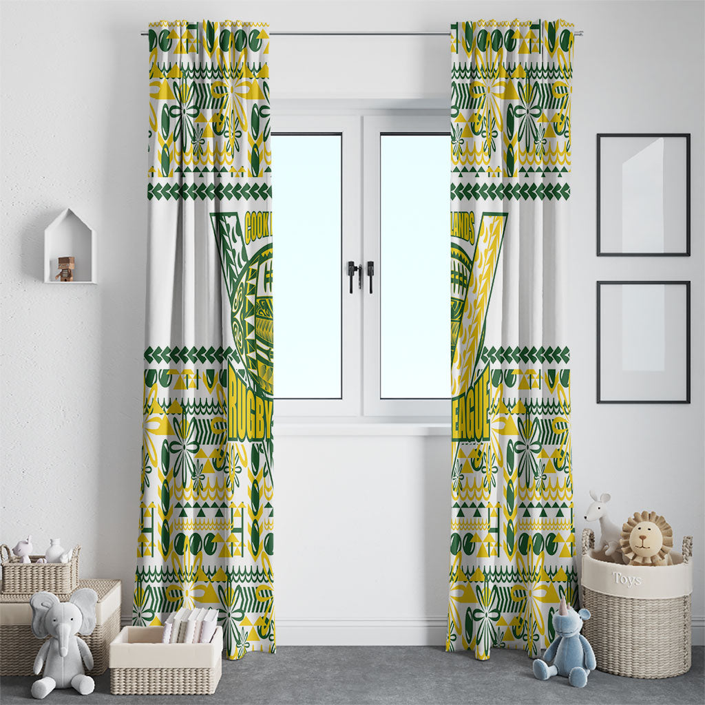 Cook Islands Island Floral Window Curtain White Traditional Kuki's Geometric Pattern LT9 - Polynesian Pride