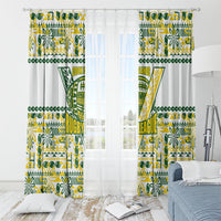 Cook Islands Island Floral Window Curtain White Traditional Kuki's Geometric Pattern LT9 - Polynesian Pride