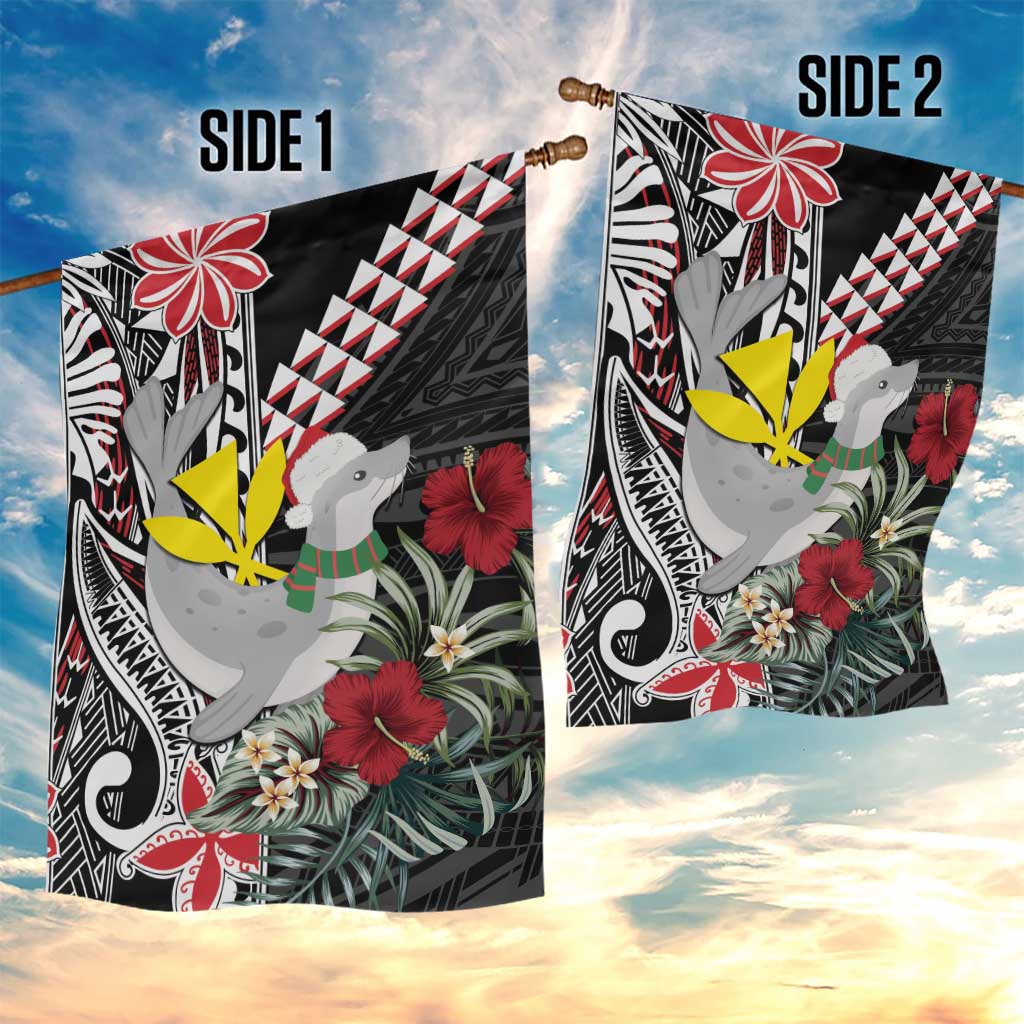 Hawaii Monk Seal Santa Garden Flag Hibiscus Kakau Pattern Mele Kalikimaka LT9 - Polynesian Pride