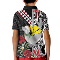Hawaii Monk Seal Santa Kid Polo Shirt Hibiscus Kakau Pattern Mele Kalikimaka