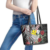 Hawaii Monk Seal Santa Leather Tote Bag Hibiscus Kakau Pattern Mele Kalikimaka LT9 - Polynesian Pride