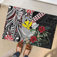 Hawaii Monk Seal Santa Rubber Doormat Hibiscus Kakau Pattern Mele Kalikimaka LT9 - Polynesian Pride