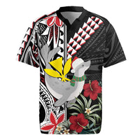 Hawaii Monk Seal Santa Rugby Jersey Hibiscus Kakau Pattern Mele Kalikimaka LT9 Black - Polynesian Pride