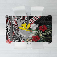 Hawaii Monk Seal Santa Tablecloth Hibiscus Kakau Pattern Mele Kalikimaka LT9 Black - Polynesian Pride