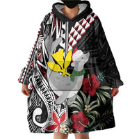 Hawaii Monk Seal Santa Wearable Blanket Hoodie Hibiscus Kakau Pattern Mele Kalikimaka LT9 - Polynesian Pride