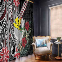 Hawaii Monk Seal Santa Window Curtain Hibiscus Kakau Pattern Mele Kalikimaka LT9 - Polynesian Pride