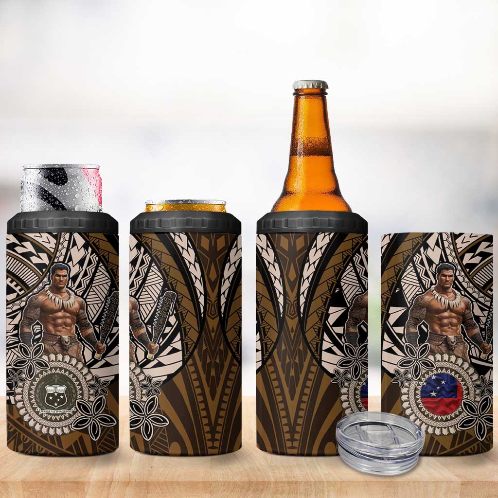 Samoa Warrior 4 in 1 Can Cooler Tumbler The Mighty Samoan Warrior Spirit