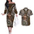 Samoa Warrior Couples Matching Off The Shoulder Long Sleeve Dress and Hawaiian Shirt The Mighty Samoan Warrior Spirit