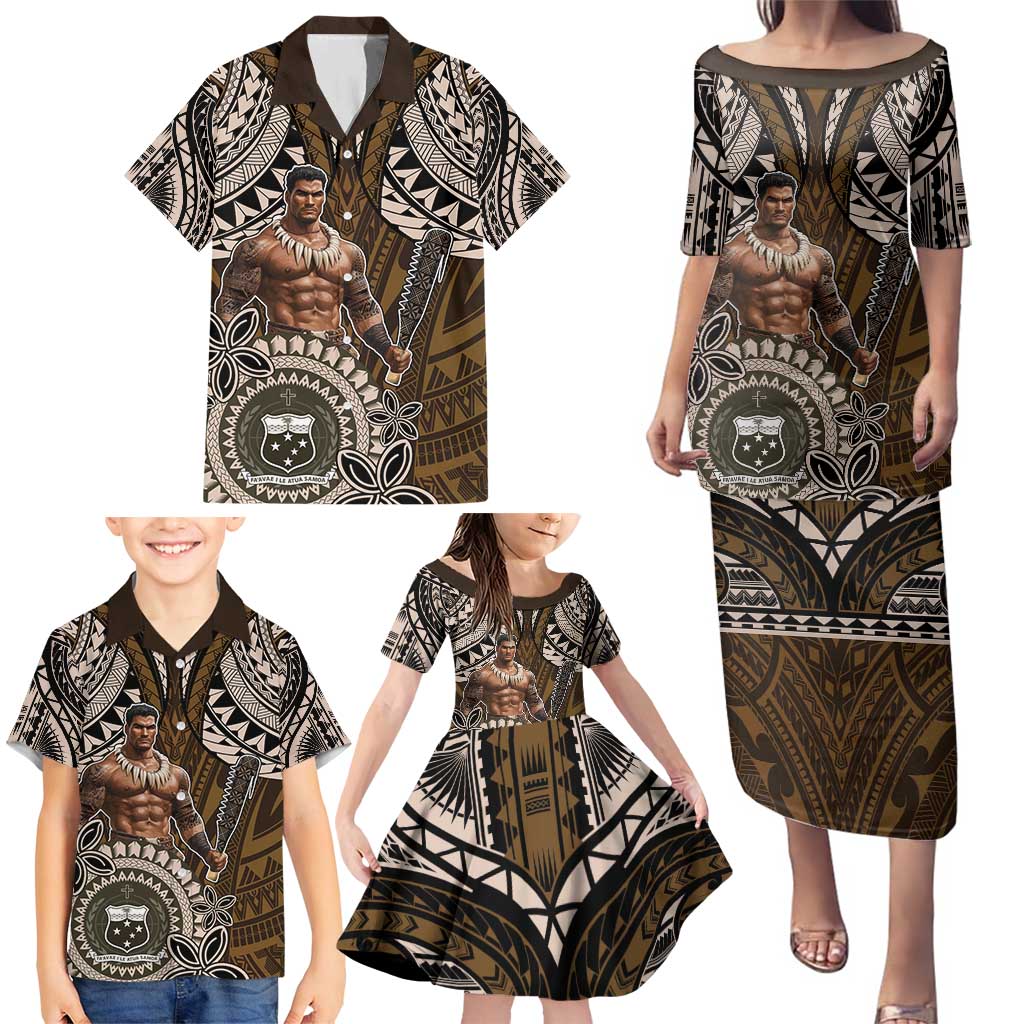 Samoa Warrior Family Matching Puletasi and Hawaiian Shirt The Mighty Samoan Warrior Spirit