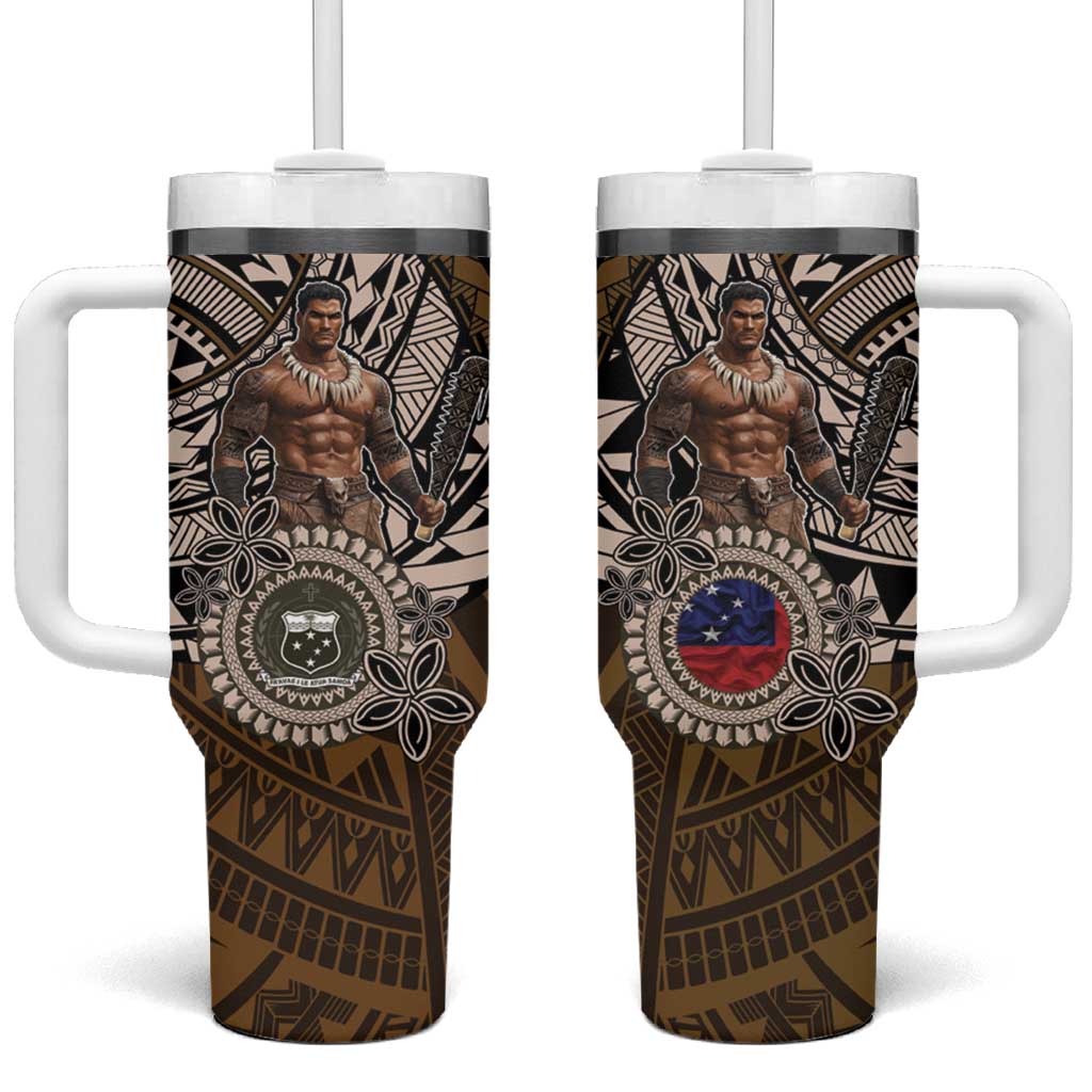 Samoa Warrior Tumbler With Handle The Mighty Samoan Warrior Spirit