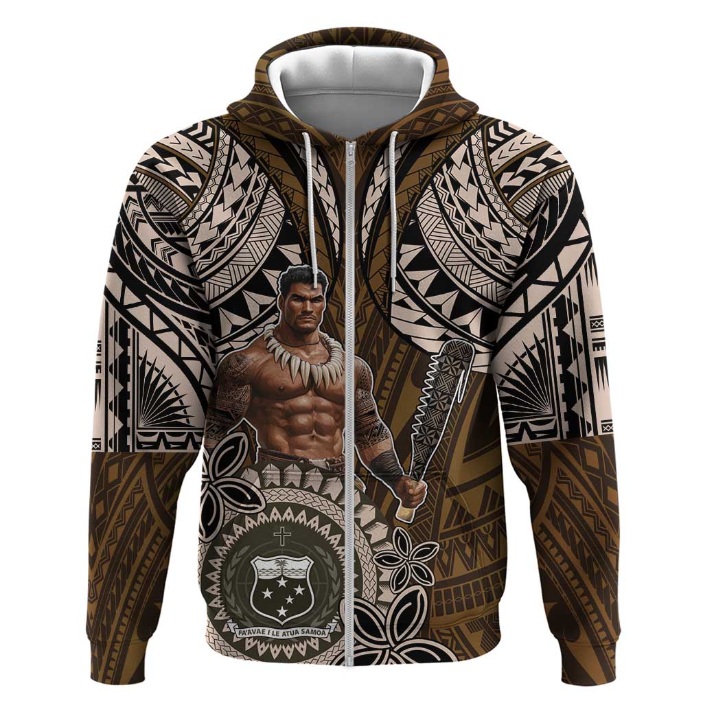 Samoa Warrior Zip Hoodie The Mighty Samoan Warrior Spirit