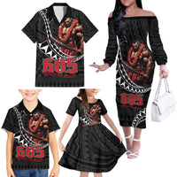 Samoan Pride Polynesian Tribal Warrior Family Matching Off The Shoulder Long Sleeve Dress and Hawaiian Shirt 685 Samoa Mo Samoa