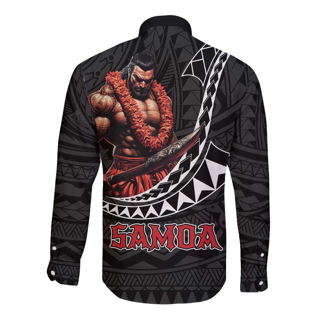 Samoan Pride Polynesian Tribal Warrior Long Sleeve Button Shirt 685 Samoa Mo Samoa