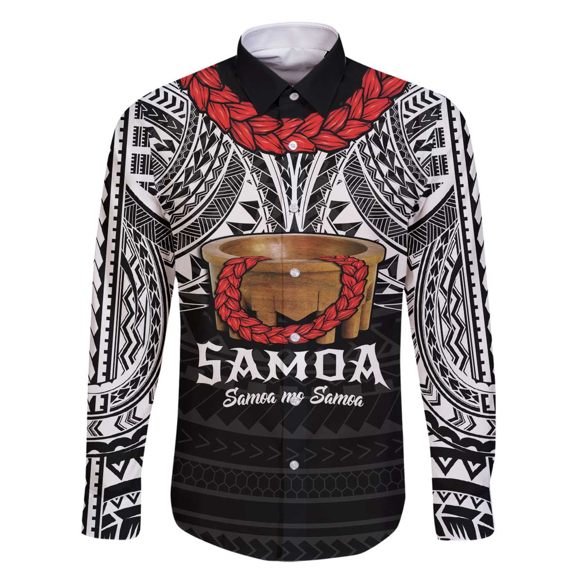 Samoan Tanoa Kava Bowl Ula Fala Family Matching Off The Shoulder Long Sleeve Dress and Hawaiian Shirt Polynesian Tribal Vibe