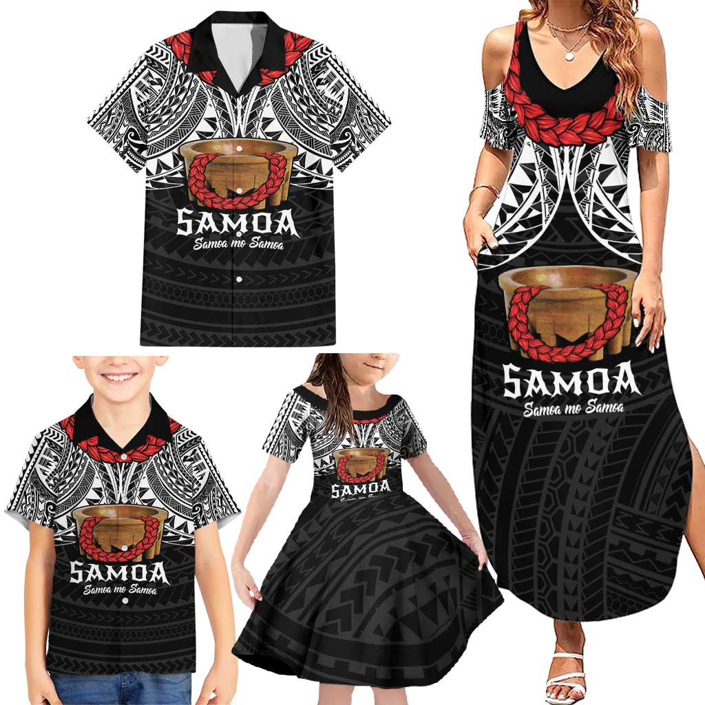 Samoan Tanoa Kava Bowl Ula Fala Family Matching Summer Maxi Dress and Hawaiian Shirt Polynesian Tribal Vibe