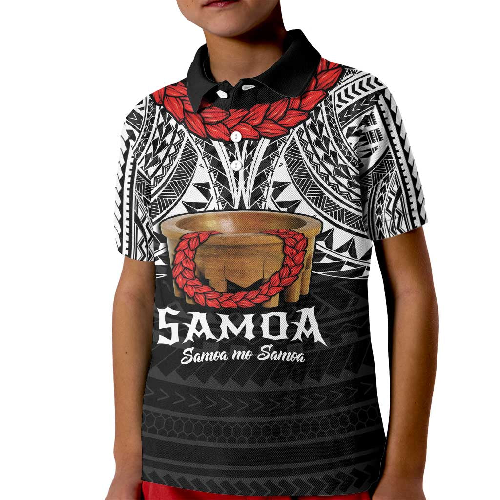 Samoan Tanoa Kava Bowl Ula Fala Kid Polo Shirt Polynesian Tribal Vibe