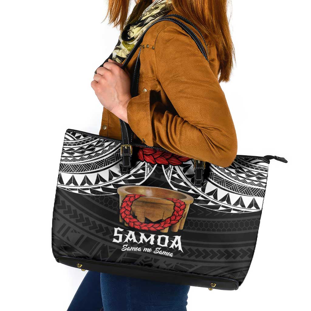 Samoan Tanoa Kava Bowl Ula Fala Leather Tote Bag Polynesian Tribal Vibe