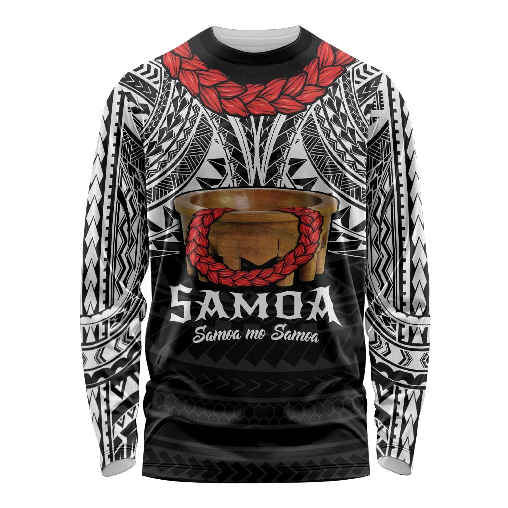 Samoan Tanoa Kava Bowl Ula Fala Long Sleeve Shirt Polynesian Tribal Vibe