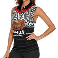 Samoan Tanoa Kava Bowl Ula Fala Women Sleeveless Polo Shirt Polynesian Tribal Vibe